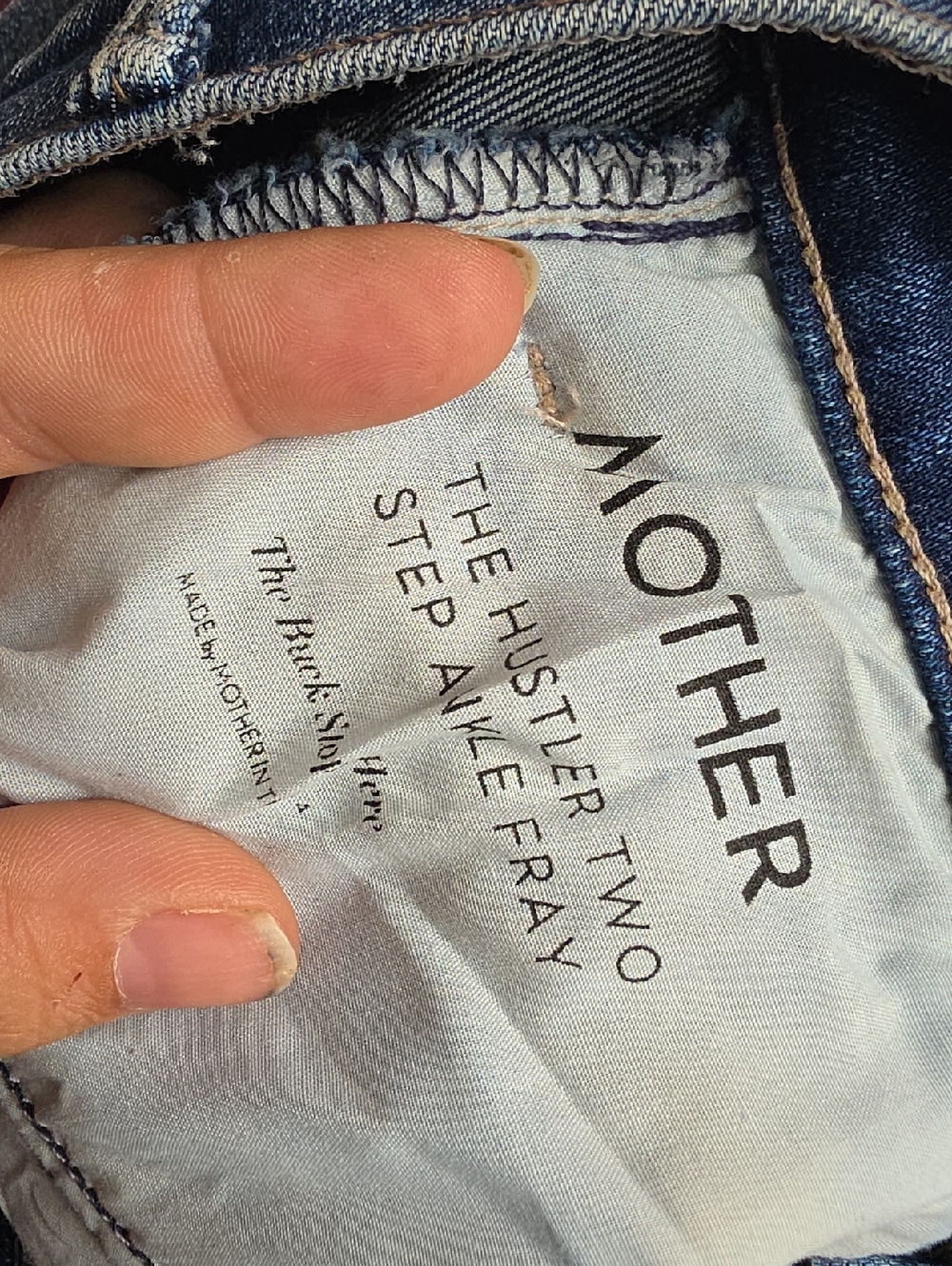 MOTHER Dark Blue Wide-Leg Flare Jeans with Raw Hem - Picture 7 of 8